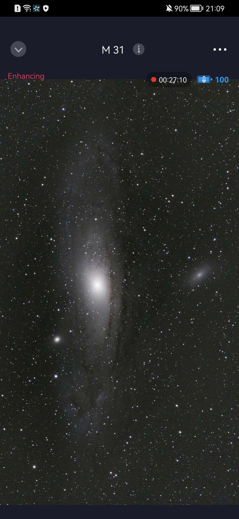 M31 in der Seestar APP nach 27 minuten